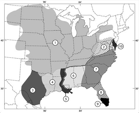 Geographic Distribution Of Subspecies Of The Eastern Fox Squirrel