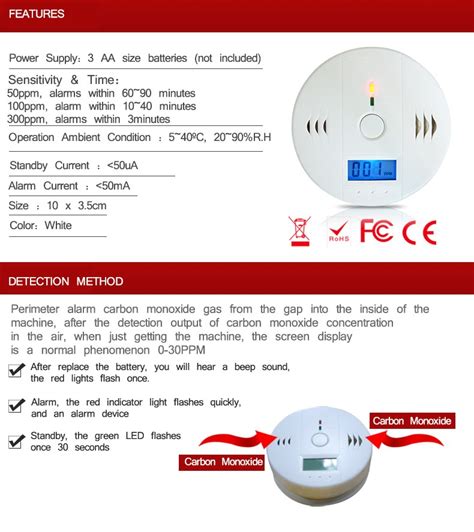 A carbon monoxide detector is a small appliance that warns people about the presence of carbon monoxide, a deadly gas. 2pcs CO Carbon Monoxide Detector Poisoning Gas Audio Alert ...