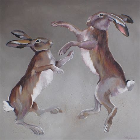 Boxing Hares Painting Mad March Fighting Dancing Hares Etsy