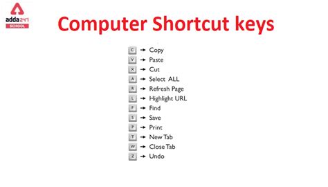 computer shortcut keys a to z list pdf download chart