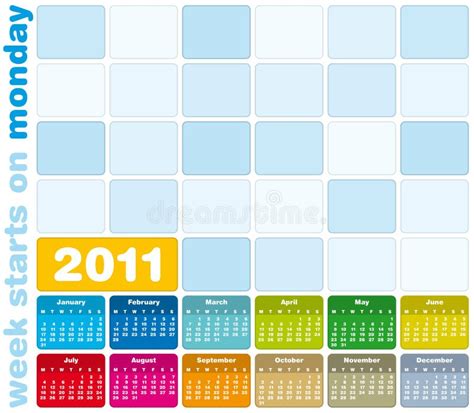 Calendario Variopinto 2011 Illustrazione Vettoriale Illustrazione Di