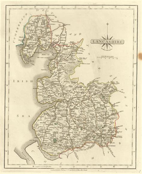 Antique County Map Of Lancashire By John Cary Original Outline Colour 1793