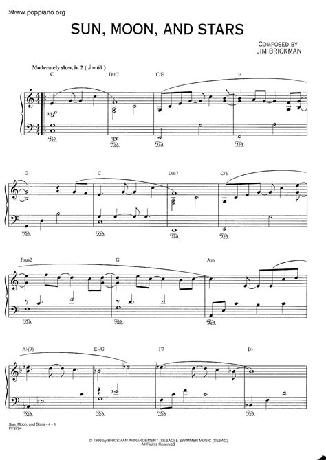 Jim Brickman Sun Moon Stars ピアノ譜pdf 香港ポップピアノ協会 無料PDF楽譜ダウンロード