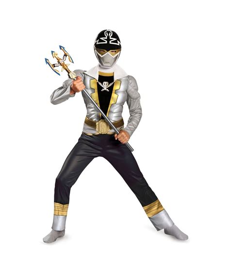 Boys Special Silver Ranger Super Megaforce Muscle Costume