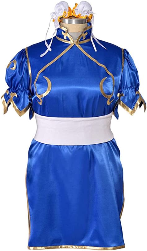 Miccostumes Womens Chun Li Cosplay Costume Dark Blue