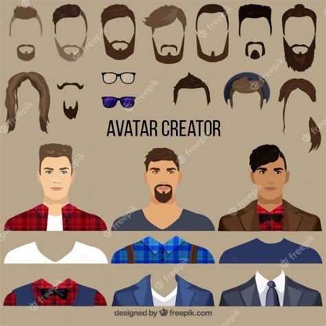 Flat Male Avatar Creator Free Vector