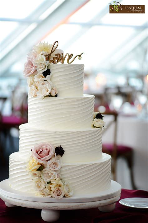 Gorgeous Textured Buttercream Wedding Cake Adorned With