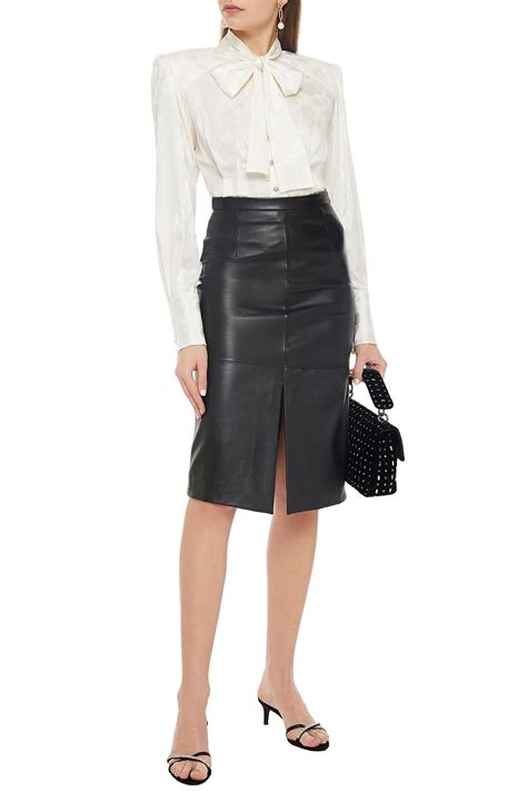 Dolce And Gabbana Pussy Bow Pleated Silk Blend Jacquard Blouse The Outnet