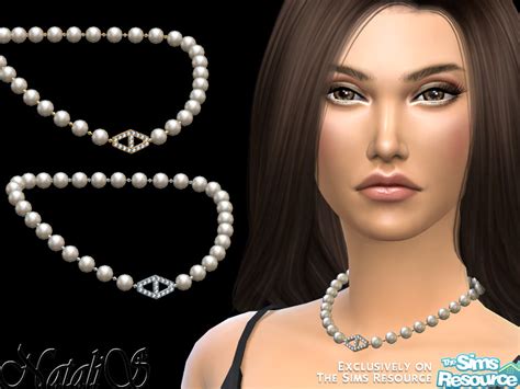 Diamond Hexagon Pearl Necklace By Natalis From Tsr • Sims 4 Downloads