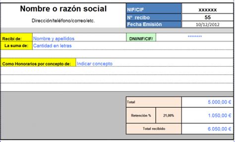 Modelo Recibo En Hoja De Excel Excel Gratis