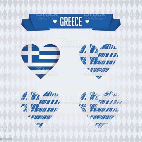 Greece Collection Of Four Vector Hearts With Flag Heart Silhouette