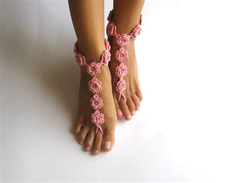 Crochet Pattern For Spring Flower Barefoot Sandals P0027