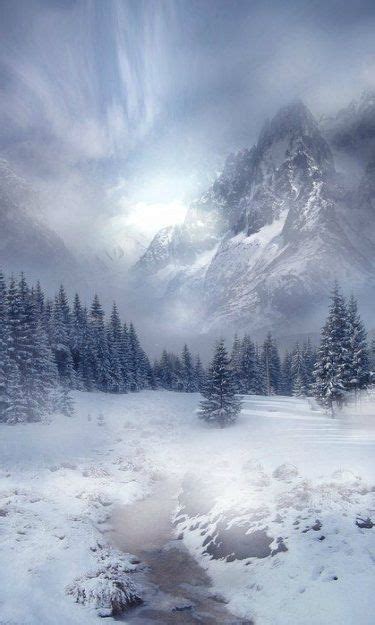 Misty Mountain And Snowy Day Winter Scenes Winter Landscape Winter