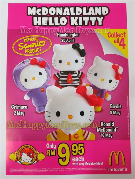 My melody lives in the forest of maryland with her mother, father. McDonaldland Hello Kitty Plush Toys - Happy Meal Toys