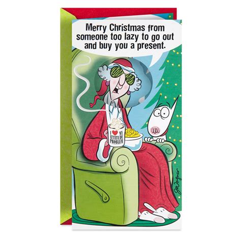 Maxine Too Lazy Funny Pop Up Money Holder Christmas Card Greeting