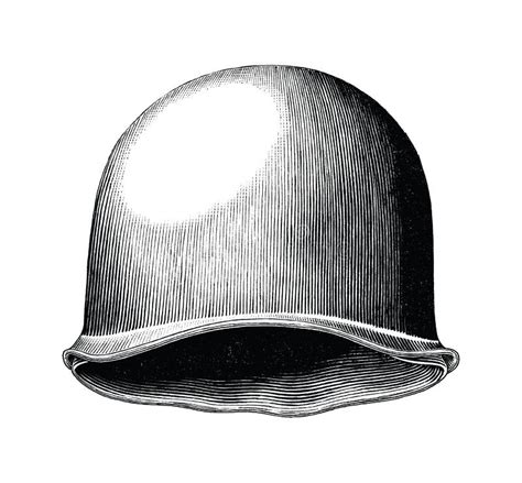 Soldier Hat Hand Draw Vintage Style Black And White Clip Art Isolated