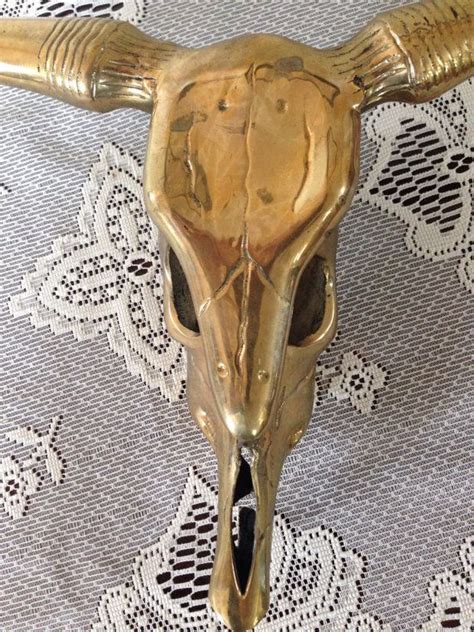 Brass Steer Skull Mid Century Brass Sculpture Bull Skull Antlers Wall Art Mcm Art