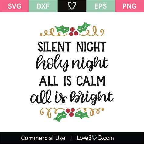 Silent Night Holy Night All Is Calm All Is Bright Svg Cut File