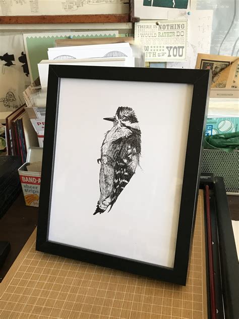 Downy Woodpecker Ink Illustration Print — Worker Bird