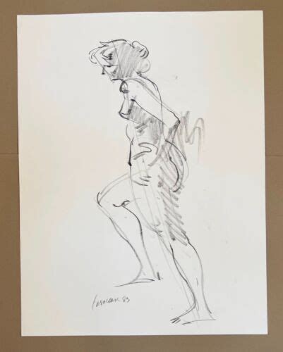 Original Harry Carmean Black Charcoal Nude Female Figure Life Drawing