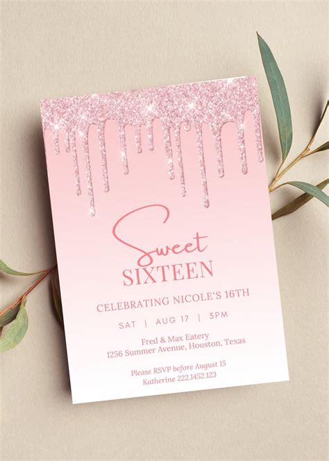 The Sweet Sixteen Birthday Party Is Set Up With Pink And White Glitter