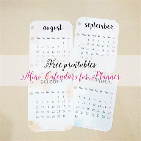 Free Printables Mini Calendars For Your Planner Mini Calendars