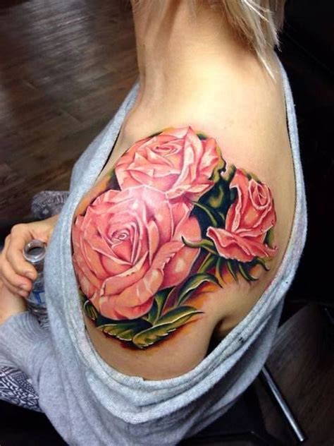 Graceful Roses Shoulder Tattoos