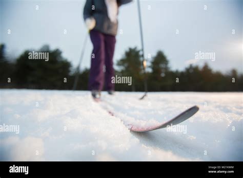 Ski On Track Stock Photo Alamy