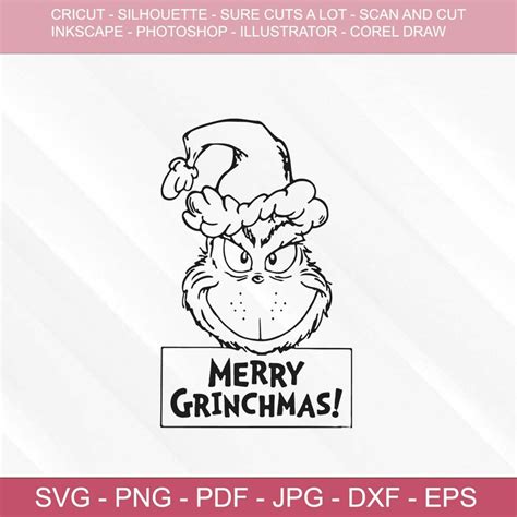 Merry Grinchmas Svg Vector Cut File For Cricut Silhouette Etsy