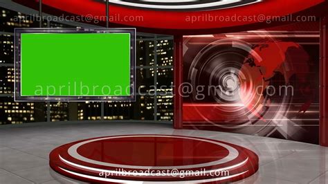 News TV Studio Set 58 Virtual Green Screen Background Loop Green