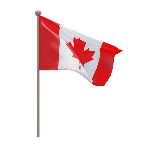 Canada 3d Illustration Flag On Pole Wood Flagpole 11286076 Png