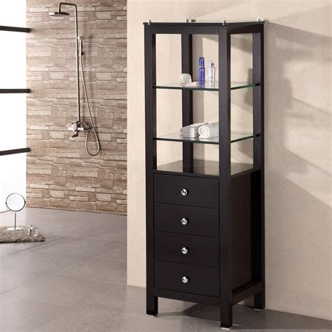 Made with solid wood & tempered glass. Design Element Baltimore 60-in. Linen Cabinet - Linen ...