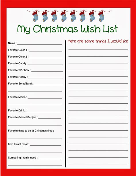 Best Images Of Printable Christmas Gift Wish List Blank Christmas