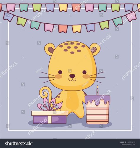 Cute Tiger Happy Birthday Card Stock Vector Royalty Free 1280713159