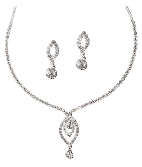 Eugenia By Jewelmaze Austrian Stone Silver Plated Necklace Set Buy