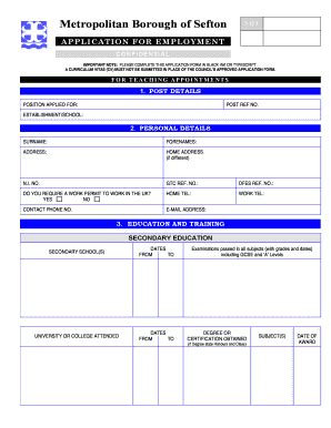 Fillable Online Forefieldjuniors Co Metropolitan Borough Of Sefton NQT