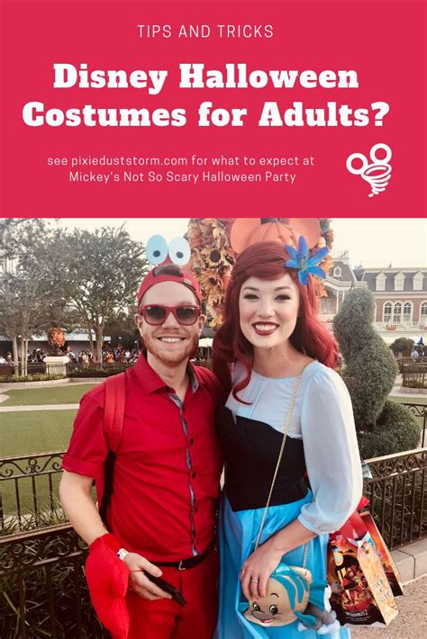 A Man And Woman Dressed Up In Costumes For Adults With Text Overlay That Reads Tips And Tricks