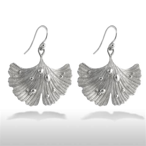 Ary Dpo • Ginkgo Leaf Earrings Rhodium Over Brass