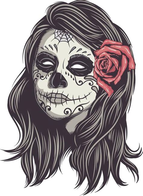 mexican skull woman vector art free vector cdr download