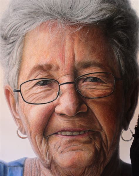 Mixed Media Portrait Of My Grandmother Detail By Atomiccircus On