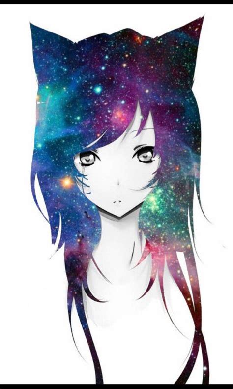 Kawaii Anime Girl Galaxy Hair