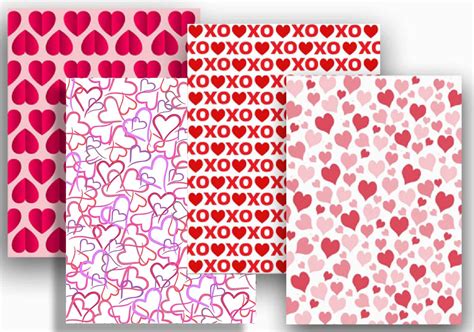 Valentine Hearts Scrapbook Paper Digital Red And Pink Hearts Etsy Uk