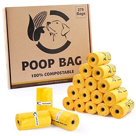 Codirom Certified Compostable Dog Poop Bags 270 Count Eco Friendly And