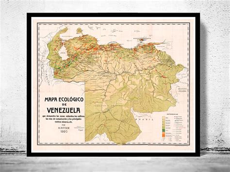 Old Map Of Venezuela 1920 Vintage Map Wall Map Print Vintage Maps And