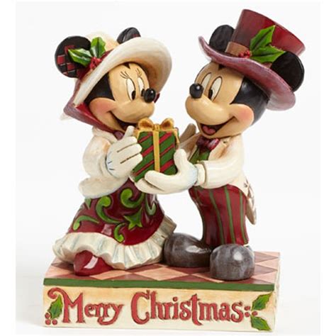 Merry Christmas Victorian Mickey And Minnie Mouse Figurine Disney