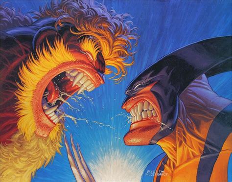 Sabretooth Vs Wolverine By Tim Hildebrandt Wolverine Art Wolverine