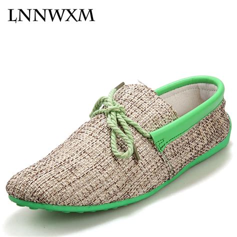 Lnnwxm Men Summer Soft Moccasins Fashion Big Size 45 Loafers Breathable