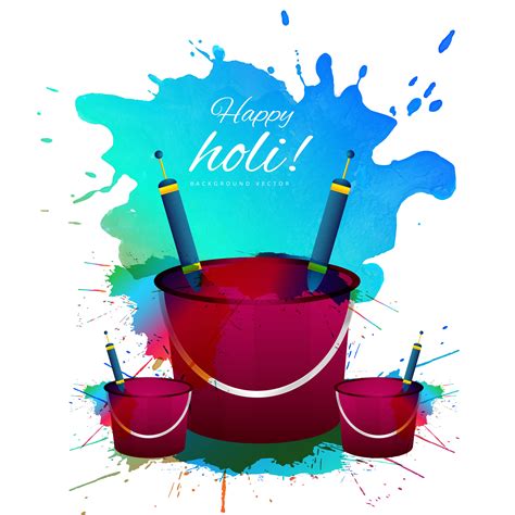 Colorful Happy Holi Card With Buckets 701637 Vector Art At Vecteezy