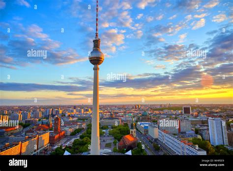 A View Of The Television Tower Fernsehturm Over The City Of Berlin