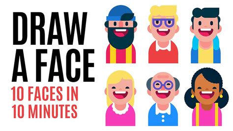 How To Draw A Face 10 Flat Design Characters In 10 Minutes Speed